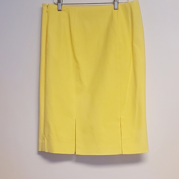 Dana Buchman Yellow Lined Cotton Spandex Blend Pencil Skirt Size 12 Petite - Picture 6 of 8
